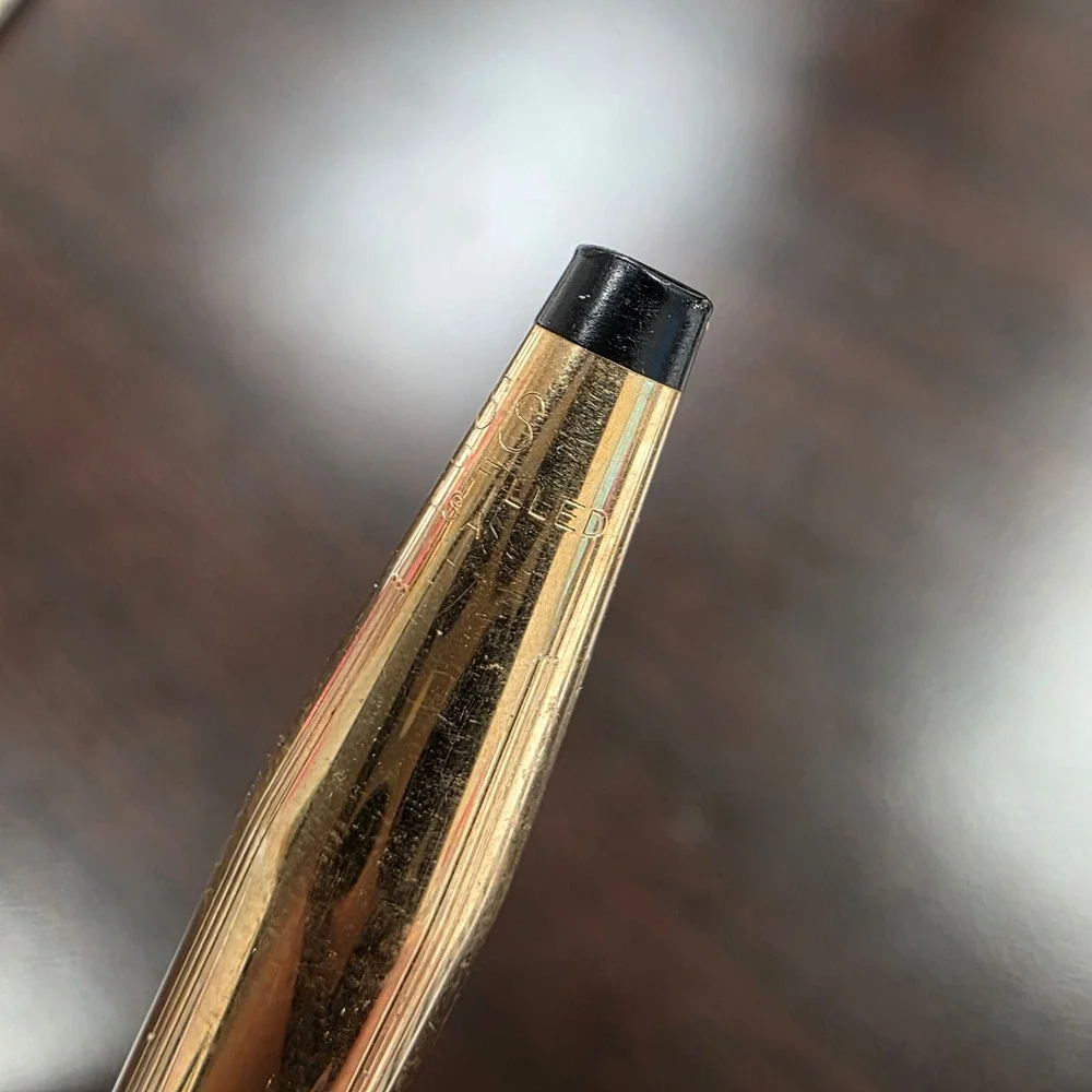 Cross 14KT Gold Filled Ballpoint Pen Vintage Pinstripe Made in USA 1/20 14K